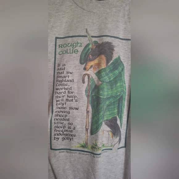 Vintage Signal SportGray Graphic T-Shirt with Rough Collie Design 1995 SZ M Ae - Picture 7 of 7